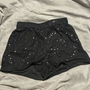 Black sequin shorts
